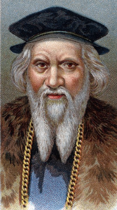 Ritratto di Sebastiano Caboto (1477-1557) - Dalla serie Leaders of Men - Cromolitografia - Scuola Inglese, XX secolo da English School