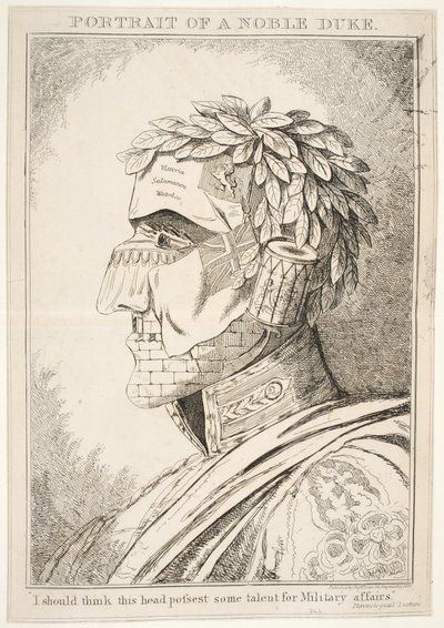 Ritratto di un Duca Nobile, penso che questa testa possieda qualche talento per gli affari militari, pub. Thos McLean, 1829 da English School