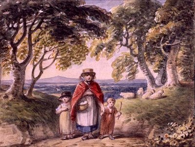 Ritratto di una donna e due bambini in un paesaggio boschivo, c.1820 da English School