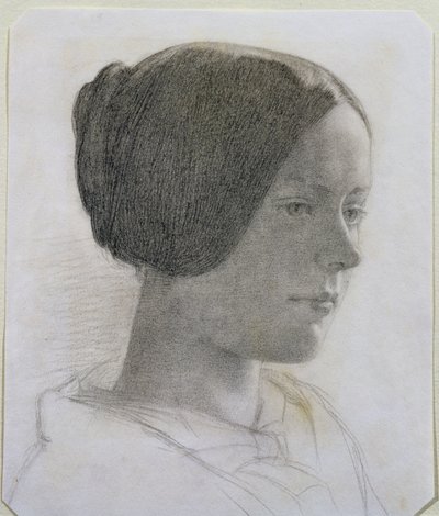 Ritratto di una giovane donna con i capelli raccolti in uno chignon, c.1840 da English School