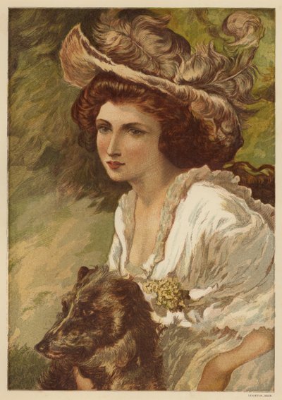 Ritratto di una giovane donna con un cane da English School