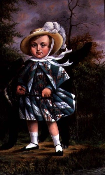 Ritratto di bambino con un cane nero, c.1830 da English School