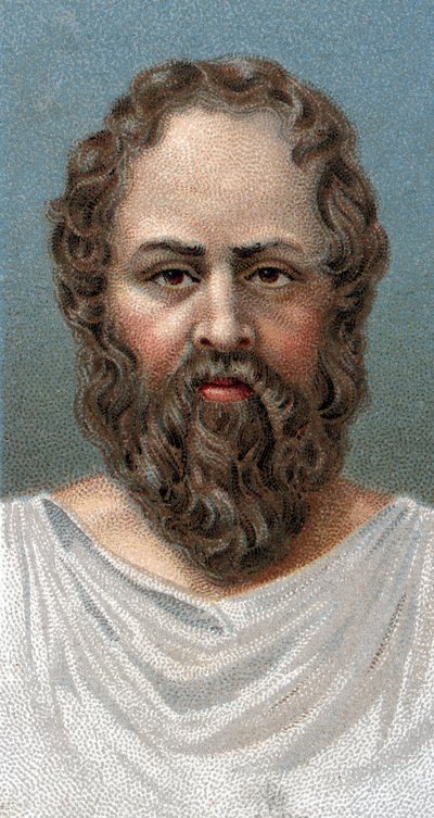 Ritratto del filosofo greco Socrate (469-399 a.C.) - Dalla serie "Leaders of Men" da English School
