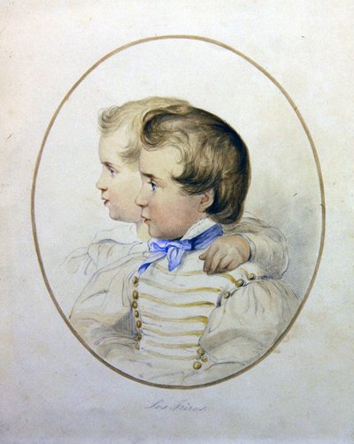 Ritratto di due fratelli in costume militare, c.1840 da English School