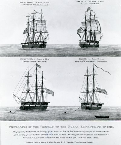 Ritratti delle navi della spedizione polare del 1818 - Incisione da English School