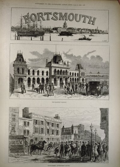 Portsmouth: La stazione ferroviaria e la High Street, Government House, da 