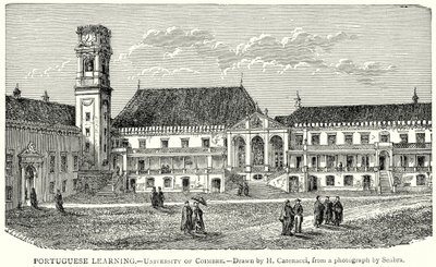 Apprendimento del portoghese. - Università di Coimbre (incisione) da English School