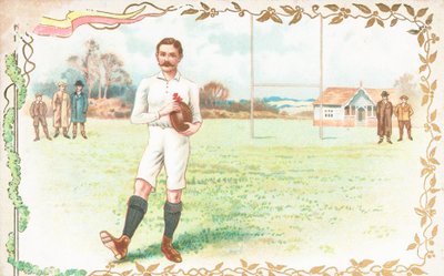 Cartolina con uomini che giocano a rugby da English School