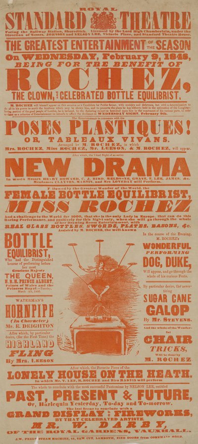 Poster per il Royal Standard Theatre, 9 febbraio 1848 da English School