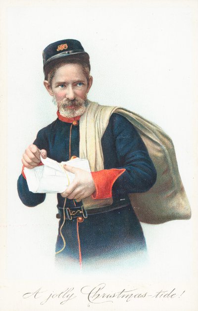 Postino con sacco, cartolina di Natale da English School