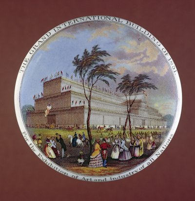 Coperchio di pentola raffigurante il Crystal Palace, di T.J. e J. Mayer, Dale Hall, Longport, Staffordshire da English School