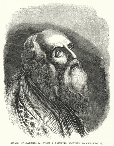 Preghiera di Abacuc, da un dipinto attribuito a Caravaggio (incisione) da English School