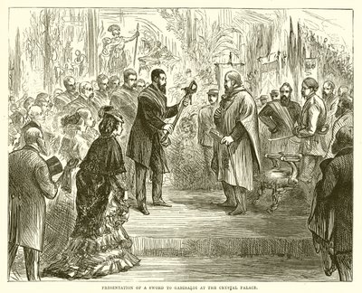 Presentazione di una spada a Garibaldi al Crystal Palace da English School