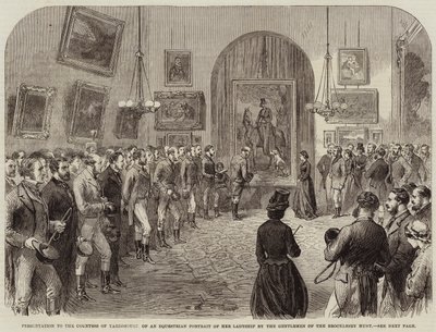 Presentazione alla Contessa di Yarborough di un Ritratto Equestre di Sua Signoria da parte dei Gentiluomini della Brocklesby Hunt da English School