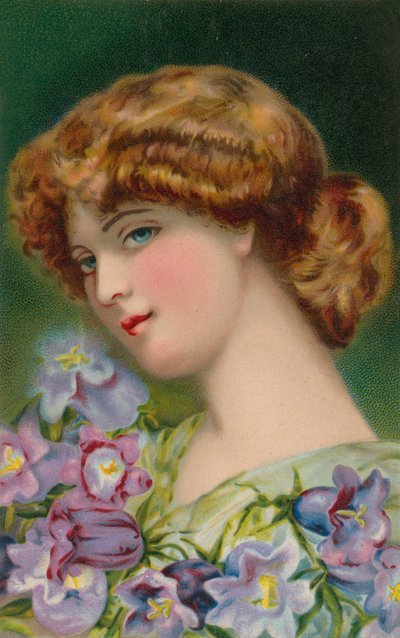 Bella ragazza dai capelli castano-rossicci con fiori da English School