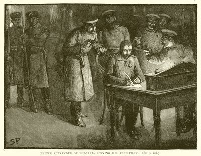 Il principe Alessandro di Bulgaria firma la sua abdicazione da English School