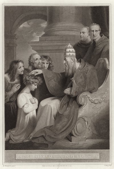 Il principe Alfredo davanti a Papa Leone III da English School