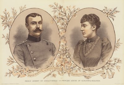 Principe Aribert di Anhalt-Dessau e Principessa Louise di Schleswig-Holstein (cromolitografia) da English School