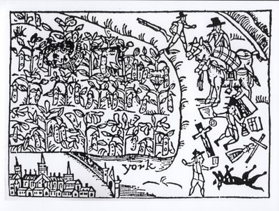 Il principe Rupert nascosto in un campo di fagioli alla battaglia di Marston Moor il 2 luglio 1644 da English School