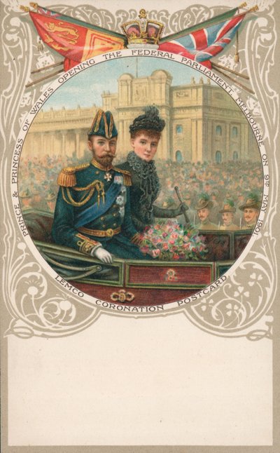 Principe e Principessa del Galles, apertura del Parlamento Federale, Melbourne, 9 maggio 1901 da English School