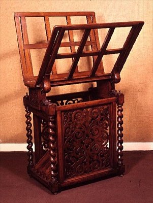 Supporto per stampe, noce con colonne a torsione, 1850-60 da English School