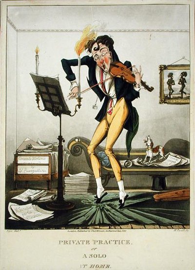 Pratica Privata o Un Assolo a Casa, inciso da Henry Pyall (1795-1833), pubblicato da Thomas McLean, Londra da English School