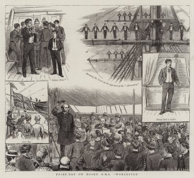 Giorno dei premi a bordo della HMS Worcester (incisione) da English School