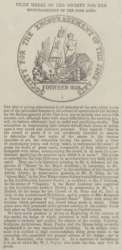 Medaglia del Premio della Società per l