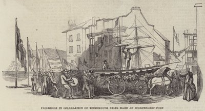 Processione per la celebrazione di Teignmouth come porto indipendente (incisione) da English School