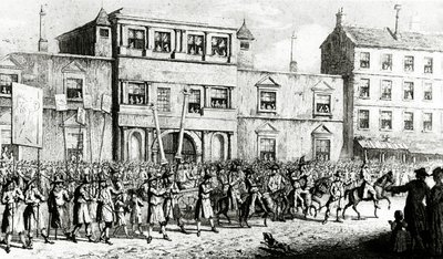 Processione del 1741 a Londra che deride i massoni, 1843 da English School
