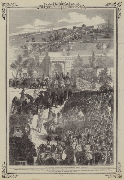 Processione del Duca di Sussex che entra nel cimitero di Kensal Green (incisione) da English School