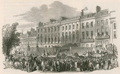 Processione della London Temperance League in Lincolns Inn Fields, Londra da English School