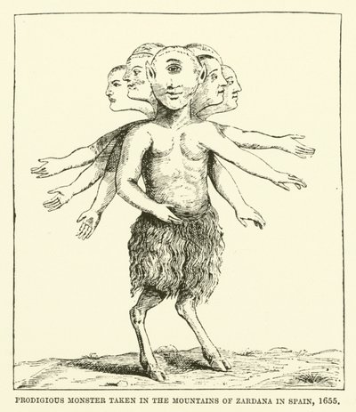 Mostro prodigioso catturato nelle montagne di Zardana in Spagna, 1655 da English School