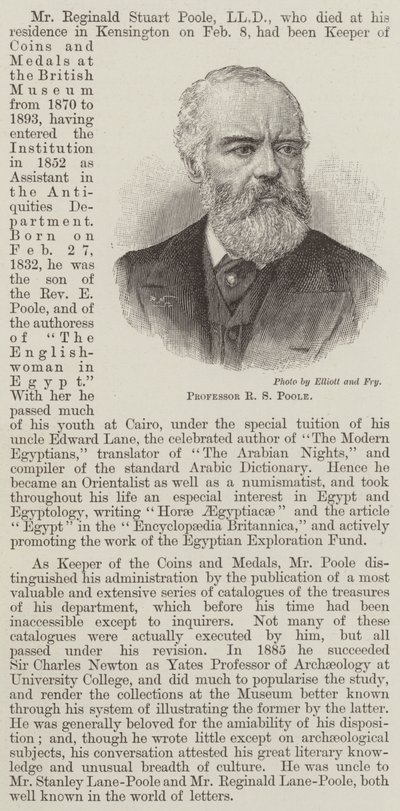 Professor R S Poole da English School