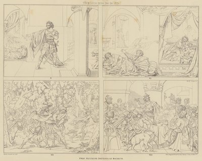 Schizzi del Professor Retzsch di Macbeth (incisione) da English School