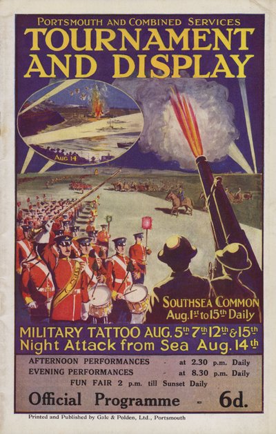 Programma per il Torneo e la Mostra dei Servizi Combinati di Portsmouth, Southsea Common, Portsmouth, Hampshire da English School