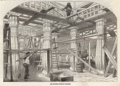Progresso del Crystal Palace: La Corte Egiziana in costruzione da English School