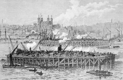 Progresso dei lavori del Tower Bridge sul Tamigi da English School