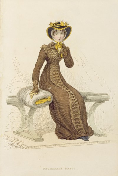 Abito da passeggio, tavola di moda da Ackermanns Repository of Arts da English School
