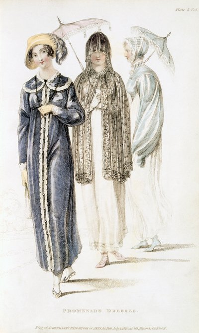 Abiti da passeggio, tavola di moda da Ackermanns Repository of Arts da English School