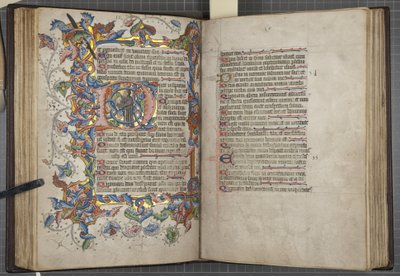 Salterio con calendario Sarum, Fol 40 verso 41 recto, c.1425-75 (inchiostro, pittura e oro su pergamena) da English School