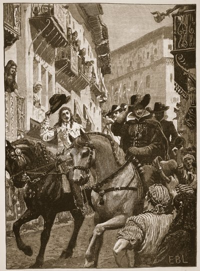 Accoglienza pubblica del Principe Carlo a Madrid, illustrazione da Cassells Illustrated History of England da English School
