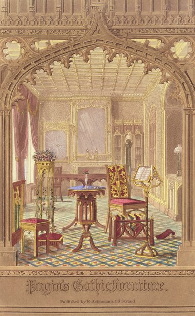 Mobili Gotici di Pugin, di Augustus Charles Pugin (1762-1832), pubblicato da R. Ackermann, 1827 da English School