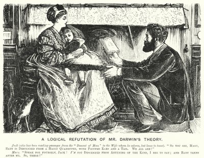 Cartone animato di Punch: Una confutazione logica della teoria di Darwin da English School