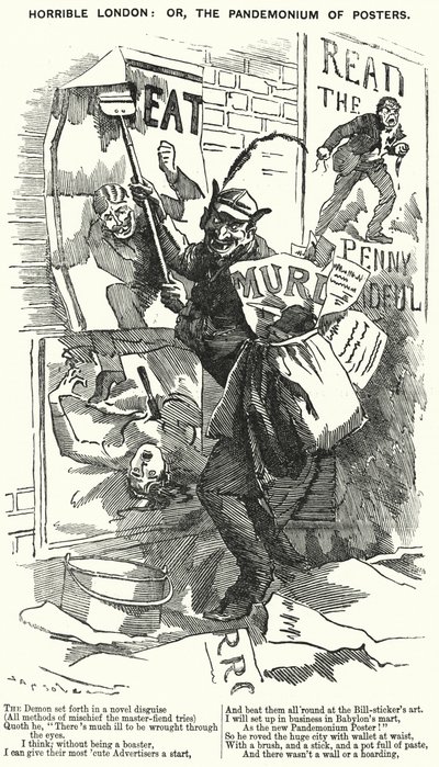 Cartone animato di Punch: Londra orribile: o, il Pandemonio dei manifesti - Londra al tempo degli omicidi di Jack lo Squartatore da English School