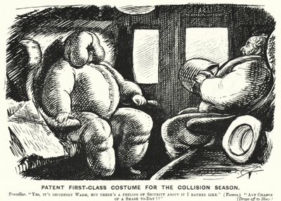 Cartone animato di Punch: Costume di prima classe brevettato per la stagione delle collisioni - sicurezza sulle ferrovie da English School