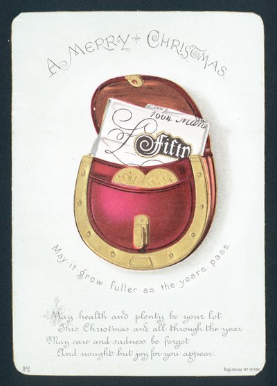 Borsa piena di soldi, cartolina di Natale da English School