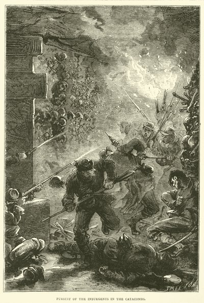 Inseguimento degli insorti nelle catacombe, maggio 1871 da English School