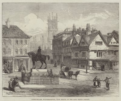 Queen-Square, Wolverhampton, con la statua del defunto Principe Consorte da English School