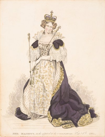 Regina Adelaide nei suoi abiti di incoronazione da English School